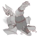  anthro barefoot bat bound claws clothing feet foot_fetish footwear hair kredri male mammal membrane_(anatomy) membranous_wings paws rope shoes simple_background soles solo toe_claws toes wings 