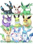  :3 :d alternate_color artist_name blue_eyes bright_pupils brown_eyes closed_mouth commentary_request eevee espeon evolutionary_line fangs flareon forehead_jewel gem glaceon highres jolteon leafeon looking_at_viewer no_humans open_mouth pink_eyes pokemon pokemon_(creature) purple_eyes saki_pokeoekaki shiny_pokemon simple_background sitting smile sparkle sylveon twitter_username umbreon vaporeon white_background white_pupils yellow_eyes 