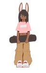 anthro biped black_hair brown_body clothed clothing front_view girly hair hi_res holding_object janis_(twang) lagomorph leporid looking_at_viewer male mammal navel rabbit simple_background skateboard smile solo twang white_background 