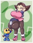  ambiguous_gender anklet balls big_balls big_breasts big_bulge big_penis breasts bulge capcom clothed clothing crossgender duo ear_piercing flaccid footwear fully_clothed genitals green_eyes gynomorph hand_behind_head hi_res high_heels huge_balls huge_breasts huge_bulge huge_penis human humanoid hyper hyper_balls hyper_breasts hyper_bulge hyper_genitalia hyper_penis intersex jacket jewelry legwear machine mammal mega_man_(series) mega_man_legends not_furry pantyhose penis piercing robot servbot sigh simple_background size_difference solo_focus thick_thighs thisnameistaken tight_clothing topwear tron_bonne wide_hips 