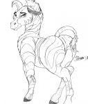  2018 all_fours butt dhahabu disney equid equine female feral fur half-closed_eyes hi_res hooves hybrid looking_at_viewer looking_back mammal mane marcushunter mouth_closed narrowed_eyes nude raised_tail signature smile smiling_at_viewer solo striped_body striped_fur stripes tail tail_tuft the_lion_guard the_lion_king tuft zebra zebroid zorse 