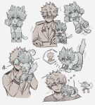  !? 2boys animal animal_ears animal_hands animal_on_shoulder animalization baa_str bakugou_katsuki bangs blazer blush boku_no_hero_academia cat cat_boy cat_ears cat_tail closed_eyes closed_mouth collared_shirt commentary dated_commentary freckles furrification furry furry_male gloves hair_between_eyes highres jacket long_sleeves looking_at_another male_focus midoriya_izuku miniboy monochrome multiple_boys multiple_views necktie open_mouth paw_gloves school_uniform shirt short_hair simple_background sleeping smile spiked_hair standing tail tail_wagging u.a._school_uniform whiskers white_background writing zzz 