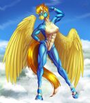  abs anthro athletic bodysuit boots clothing cloud costume digital_drawing_(artwork) digital_media_(artwork) equid equine female footwear friendship_is_magic hasbro hi_res horse latex latex_thigh_highs mammal muscular muscular_anthro muscular_female my_little_pony nipples pegasus pony rubber rubber_boots rubber_clothing rubber_suit skinsuit sky solo spitfire_(mlp) suit sunny_way tight_clothing wings wonderbolts_(mlp) wonderbolts_uniform 