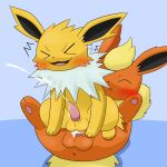  absurd_res anal anal_penetration balls blush bodily_fluids butt cum cum_in_ass cum_inside cumshot duo eeveelution ejaculation eyes_closed feral flareon generation_1_pokemon genital_fluids genitals hi_res jolteon male male/male male_penetrated male_penetrating male_penetrating_male nintendo open_mouth pawpads paws penetration penile penile_penetration penis penis_in_ass pokemon pokemon_(species) red_body sex spread_legs spreading tokumei_tm yellow_body 