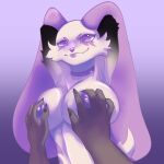  &lt;3 &lt;3_eyes absurd_res ambiguous_gender anthro breast_grab breast_play breasts choker female female/ambiguous hand_on_breast hands_behind_head hi_res jewelry lagomorph long_ears mammal necklace saint_ray smug solo 