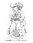  anthro black_and_white border_collie canid canine canis collie domestic_dog eliza_edington female graphite_(artwork) gun handgun herding_dog mammal monochrome pastoral_dog pencil_(artwork) pirate pirate_hat pirate_outfit pistol ranged_weapon sheepdog solo thetiedtigress traditional_media_(artwork) weapon 