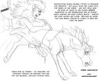  amanda_(tcitw) anthro arania asinus bodily_fluids breasts carla_(tcitw) clothed clothed_feral clothing dialogue donkey dress dripping duo english_text equid equine felid feral genital_fluids hair herm_(lore) hi_res hooves lion mammal open_mouth pantherine precum precum_drip text the_cabin_in_the_woods_(arania) 