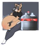  anthro belly beverage bodily_fluids burp_cloud burping clothed clothing digital_media_(artwork) expansion fur furr3ak hair hi_res holding_belly hyena male mammal nervous rumbling_stomach simple_background soda solo sweat text tongue torn_clothing underwear wide_hips 