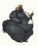 2020 anthro belly big_belly black_body black_face black_fur bottomwear business_suit canid canine cellphone cettus clothed clothing dress_shirt female footwear fox fur hi_res holding_object holding_phone jacket looking_at_object looking_at_phone mammal morbidly_obese morbidly_obese_anthro morbidly_obese_female obese obese_anthro obese_female orange_body orange_fur overweight overweight_anthro overweight_female pants phone shirt shoes simple_background smartphone solo standing suit thick_thighs topwear white_background 