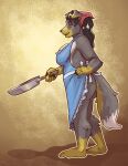  abstract_background anthro apron apron_only bandanna big_breasts border_collie breasts canid canine canis clothing collie domestic_dog eliza_edington female herding_dog kerchief mammal mature_female mostly_nude pastoral_dog sheepdog solo thestory 