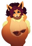  2022 anthro areola big_breasts breasts female fur hi_res lips looking_at_viewer mammal nipples nude orange_body orange_fur simple_background solo svarzye thick_bottom_lip white_background 