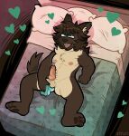  &lt;3 anal anal_masturbation anal_penetration anthro balls bed bedroom_eyes brown_body brown_fur brown_pawpads canid canine canis chest_tuft cross-eyed dildo dildo_in_ass dildo_insertion dildo_penetration domestic_dog erection eyes_rolling_back fangs fleetwoodbrak fur furniture genitals half-closed_eyes hi_res humanoid_genitalia humanoid_penis knot lying lying_on_bed male mammal masturbation multicolored_body multicolored_fur narrowed_eyes object_in_ass on_back on_bed open_mouth open_smile pawpads paws penetration penis pink_penis seductive sex_toy sex_toy_in_ass sex_toy_insertion sex_toy_penetration smile solo sounding_rod tan_body tan_fur teeth tongue tongue_out trans_(lore) trans_woman_(lore) tuft two_tone_body two_tone_fur urethral vein veiny_penis 