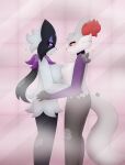  &lt;3 absurd_res anthro big_breasts black_body black_fur blue_body blue_fur blush blush_lines bodily_fluids breast_squish breasts delphox duo eye_contact female female/female fur generation_6_pokemon generation_9_pokemon grey_body grey_fur hi_res kissing looking_at_another max_draws meowscarada nintendo pokemon pokemon_(species) purple_eyes red_eyes saliva saliva_string shiny_pokemon shower soap_bubbles squish standing steam waist_grab white_body white_fur 