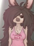  anthro clothing elronya fan_character female hair hi_res lagomorph leporid long_hair mammal mature_female rabbit ronya shirt solo t-shirt topwear 