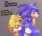  anus balls blush butt butt_sniffing duo embarrassed genitals half-closed_eyes male male/male miles_prower narrowed_eyes onechan sega sniffing sonic_the_hedgehog sonic_the_hedgehog_(series) spread_anus spreading 