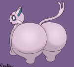  big_butt bubble_butt butt eeveelution espeon feral fur generation_2_pokemon huge_butt looking_at_viewer nintendo pokemon pokemon_(species) purple_body purple_fur reathe shocked simple_background solo thick_thighs 