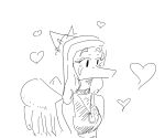  &lt;3 anthro choker clothed clothing dinosaur fang_(gvh) feathered_wings feathers female goodbye_volcano_high hair jewelry kheltari long_hair long_snout monochrome necklace pterodactylus pterosaur reptile scalie simple_background sketch snoot_game_(fan_game) snout solo white_background wings 