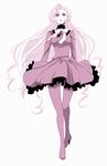  artist_request code_geass dress euphemia_li_britannia long_hair monochrome pantyhose pink ribbon simple_background solo white_background 