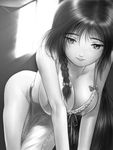  all_fours apron bottomless braid breasts cleavage erect_nipples large_breasts lowres monochrome no_bra nude s_zenith_lee 