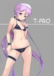  bikini copyright_request kawa_akira long_hair lowleg lowleg_bikini maid purple_eyes purple_hair solo swimsuit very_long_hair wristband 