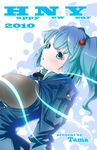  blue_eyes blue_hair breasts covered_nipples hair_bobbles hair_ornament highres kawashiro_nitori large_breasts short_hair solo tama_(speedgrapher) touhou twintails two_side_up 