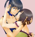  428 alphard bad_id bad_pixiv_id black_hair blue_eyes blush brown_eyes brown_hair canaan gloves hug kurioneko liang_qi multiple_girls nightgown ponytail short_hair yuri 