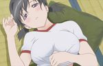  animated animated_gif bb blush breasts gif kanokon large_breasts lying minamoto_chizuru nipples no_bra shirt_lift 
