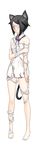  animal_ears ar_tonelico ar_tonelico_iii bandage_over_one_eye bandages barefoot black_hair bow cat_ears cat_tail feet filament full_body hair_ornament hairclip highres legs long_image nagi_ryou off_shoulder official_art pink_eyes red_eyes short_hair solo standing strap_slip tail tall_image torn_clothes transparent_background 