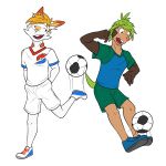  anthro anthrofied ball chespin clothed clothing fuze male nintendo pok&eacute;mon pok&eacute;mon_(species) scorbunny soccer_ball soccer_uniform video_games 