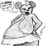  1:1 anthro band1tnsfw belly big_breasts black_and_white breasts dialogue digital_drawing_(artwork) digital_media_(artwork) disney english_text female female_focus graphite_(artwork) hi_res mammal minnie_mouse monochrome mouse murid murine navel pencil_(artwork) portrait pregnant rodent sketch solo speech_bubble text thick_thighs traditional_media_(artwork) 