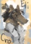  abstract_background anthro borzoi brown_body brown_fur canid canine canis clothing domestic_dog fur half_body hi_res hunting_dog key_rooki male mammal portrait shirt sighthound smile solo solo_focus text topwear white_clothing white_shirt white_topwear 