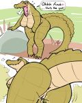  &lt;3 absurd_res alligator alligatorid anthro anus bent_over big_breasts big_butt blush breasts breath butt crocodilian dialogue dubindore eyes_closed female fingering fingering_self green_body green_scales hi_res looking_pleasured masturbation nipples non-mammal_breasts non-mammal_nipples nude open_mouth outside reptile rock scales scalie sharp_teeth smile solo tail teeth thick_tail vaginal vaginal_fingering vaginal_masturbation water 