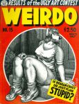  1985 anthro black_and_white breasts canid canine canis clothed clothing domestic_dog erect_nipples female footwear fur hair looking_at_viewer mammal monochrome nipples robert_crumb shirt socks solo topwear 