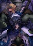  absurdres artoria_pendragon_(fate) blonde_hair censored chain defeat fate_(series) goblin highres injury monster open_mouth rape ryona shitappa0120 tears torn_clothes vaginal 