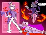  anthro blaze_the_cat camel_toe clothing domestic_cat felid feline felis female fire genitals hi_res mammal prate-dragon pussy sega solo sonic_the_hedgehog_(series) speech_bubble tight_clothing 