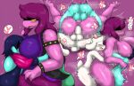  &lt;3 anal anal_penetration anthro areola biped blue_body blush bovid breasts caprine deltarune double_penetration embrace enigi09 eyes_closed female genitals goat group hi_res hug human kris_(deltarune) male male/female mammal monster nipples open_mouth penetration pink_body purple_background pussy ralsei scalie sex simple_background susie_(deltarune) tongue tongue_out trio undertale_(series) vaginal vaginal_penetration white_body yellow_sclera 