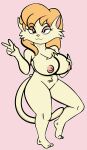  anthro areola barefoot big_areola big_breasts big_nipples breasts cleo_catillac colored digital_drawing_(artwork) digital_media_(artwork) domestic_cat feet felid feline felis female fur gesture gold-white-kott hair hand_on_breast heathcliff_and_the_catillac_cats hi_res huge_breasts looking_at_viewer mammal nipples nude pink_nipples prick_ears simple_background smile solo tail thick_thighs toes v_sign white_body white_fur wide_hips 