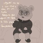  2023 anthro bear bed clothing decorado_(short_film) dialogue furniture hi_res male mammal mature_male minna_f robe sitting solo spanish_text text 