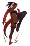  5_fingers animal_humanoid breasts butt dark_body dark_skin female fingers hair hi_res humanoid kangaroo_humanoid macropod macropod_humanoid mammal mammal_humanoid marsupial marsupial_humanoid on_one_leg plna red_eyes solo standing tail 