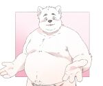  2023 anthro belly big_belly blush canid canine canis domestic_dog hi_res humanoid_hands inunoshippo kemono male mammal moobs nipples overweight overweight_male solo 