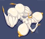  absurd_res antennae_(anatomy) anthro areola big_breasts big_butt black_pupils breasts butt female generation_7_pokemon hi_res huge_breasts huge_butt huge_thighs lying nintendo nipples nude on_front pheromosa pokemon pokemon_(species) pupils purple_eyes small_waist solo tasteofchoklit thick_thighs ultra_beast yellow_areola yellow_nipples 