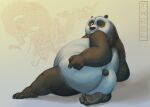  2023 4_fingers 4_toes anthro bear belly big_belly big_butt black_body black_nose butt dreamworks feet fingers giant_panda hi_res kung_fu_panda male mammal master_po_ping overweight overweight_male solo themorghull toes white_body 