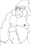  anthro ape black_and_white draftstallion2005 erection foreskin genitals gor_(tomcat) gorilla haplorhine hi_res humanoid_genitalia humanoid_penis looking_at_viewer male mammal monochrome muscular muscular_anthro muscular_male nipple_piercing nipple_ring nipples pecs penis piercing primate ring_piercing sketch solo vein veiny_penis 