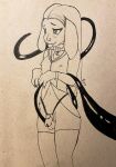  absurd_res anthro bsul chain chastity_(disambiguation) clothing collar genitals hair hi_res ink_(artwork) invalid_tag leggings legwear male penis solo tentacles tongue traditional_media_(artwork) 