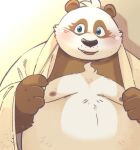  2023 anthro bear belly big_belly black_nose blush crave_saga cute_fangs garouzuki giant_panda hi_res humanoid_hands kemono male mammal moobs nipples overweight overweight_male shaoren_(crave_saga) solo 