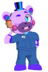  3d_(artwork) 3d_modeling alpha_channel anthro bear blue_clothing blue_eyes buckteeth clothing digital_media_(artwork) e74444444444 fingerless_gloves five_nights_at_freddy&#039;s five_nights_at_freddy&#039;s:_security_breach_ruin footwear gesture gloves handwear hat headgear headwear helpi_(fnaf) male mammal name_tag one_eye_closed purple_clothing purple_footwear purple_shoes scottgames shoes solo teeth thumbs_up wink 