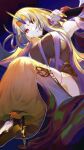  1girl absurdly_long_hair absurdres armpits blonde_hair breasts fire_emblem fire_emblem_heroes gold_footwear gullveig_(fire_emblem) gullveig_(seer_beyond_time)_(fire_emblem) highres horns ikura_(downdexp) impossible_clothes large_breasts long_hair looking_at_viewer seidr_(fire_emblem) single_horn solo thighhighs very_long_hair yellow_eyes 