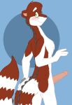  blush erection fur male markings red_body red_fur striped_markings striped_tail stripes tabbiewolf tail tail_markings unknown_species 
