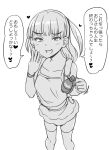  1girl abubu explosive grenade greyscale mesugaki monochrome original solo thighhighs translated two_side_up white_background 