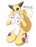  bandai_namco claws claws_out digimon digimon_(species) female genitals hi_res humanoid looking_at_viewer miragepotato navel nipples paws pussy renamon simple_background solo tail white_background 